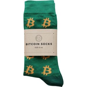 Bitcoin Sokken Groen Oranje - NZRD35 - Heren Sokken - Sokken Groen- Maat 43 - 46