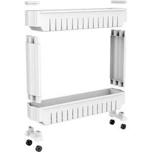 FURNIBELLA - Nisrek niswagen keukenkast badkamerrek smal keukenrek met wieltjes 5 etages wit