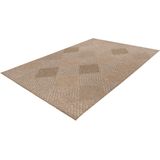 Lalee Costa- sisal look- Ibiza vloerkleed- buitentapijt- in en outdoor- flatwave- laagpolig- vlecht- inheems motief- waterbestendig- tuin kleed- 200x290 cm beige