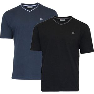 2-Pack Donnay T-shirt - sportshirt - V-Hals shirt - Heren - Maat L - Navy&Black