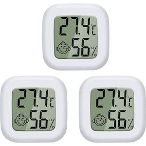 3 stuks - Mini LCD Thermometer Indoor Hygrometer Digitale Temperatuur Hoge Precisie Draagbare Vochtigheid -50 C ~ 70C 10 99% RH voor Woonkamer Magazijn Babykamer Kledingkast
