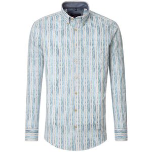 CASA MODA - Sport Casual Fit - Overhemd - Wit - Popeline, Gestreept in Blauw, Geel en Groen