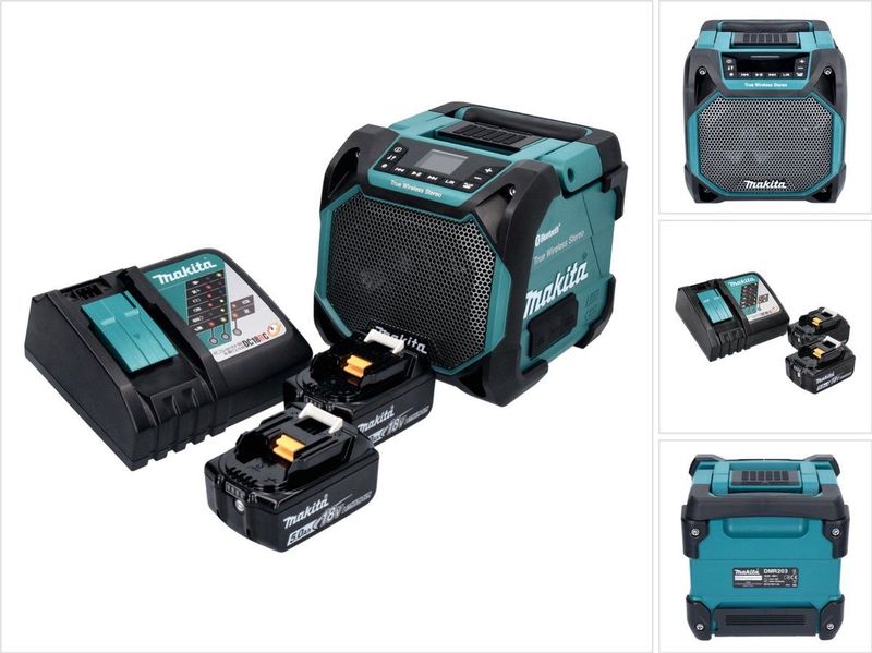 Makita DMR 203 - Bluetooth-luidspreker - IP64 - Inclusief 2x accu 5,0 Ah en oplader