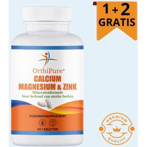 Orthipure - Calcium - Magnesium - Zink - Supplement - Botten - Spieren - 60 tabletten - 1+2 Gratis