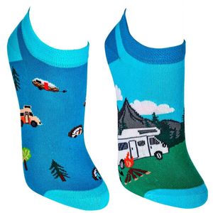 Grappige sokken | Sneakersokken | Thema: Camping | Maat: 36-41 / 42-47 | 2 Paar