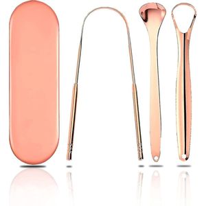 Rose RVS Tongschraper set voor Mondverzorging – Tongborstel – Tong hygiëne – Mondhygiëne - Tongreiniger