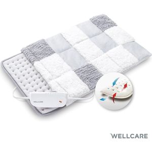 Wellcare WE-167SPHD Rustgevende verwarmingskussen, warmte pad met geweven patchwork hoes | 4D DWF-technologie | 30 x 40 cm | Comfortabel fleece, mesh, baby en gevlochten fleece