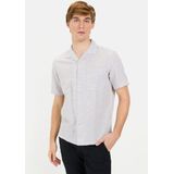 camel active - Korte Mouwen Overhemd - Grijs - Linnen-Katoenmix