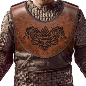 Fenrir Vegvisir Embossed PU Leather Chest Armor - Viking Warrior Chest Armor voor LARP Cosplay Activiteiten - One Size One Color Adjustable