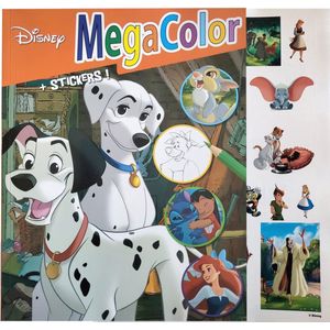 Disney - Megacolor Oranje - Kleurboek met +/- 130 kleurplaten en 1 vel stickers - Disney Classics - knutselen - kleuren - tekenen - creatief - verjaardag - kado - cadeau