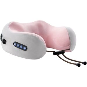 4-in-1 oplaadbare nekmassager, U-vormig kussen, multifunctionele draagbare schouder- en nekmassager, ontspanningsmassager voor buiten, thuis en in de auto - roze