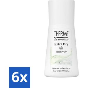 Therme - Extra Dry Zen White Lotus Spray - Anti-transpirant - Beschermend - 75ml - Voordeelverpakking - 6 stuks