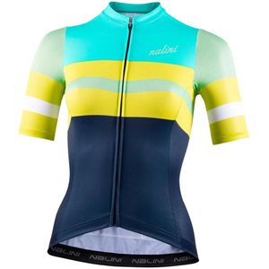 Nalini - Dames - Fietsshirt - Korte mouwen - Wielrenshirt - Zomer - LINEAR LADY JERSEY - BLU POSEIDON/TURQUOISE - S