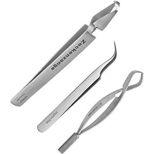 Set 3-delige tekenverwijderaar - zelfsluitende tekentang en tekenpincet in roestvrij staal