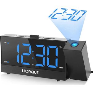 Projectiewekker met 180° Projectie, Digitale Wekker met Snooze en Dubbele Alarmfuncties