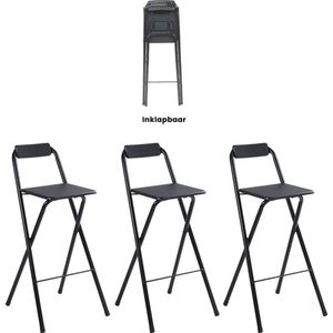 Alora - Inklapbare Barkruk - Set van 3 - Lichtgewicht - Kunststof - Gepoeerd Metaal