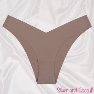 SilverAndCoco® - Naadloze Onderbroek / Seamless Broekje Dames / Zacht Brazilian Sport Slipje / Naadloos Stretch Ondergoed Vrouw / Hipster Dames Lingerie Broekje Slip / Creme Beige Nude / Medium