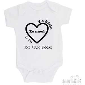 100% katoenen Romper ""Zo klein Zo mooi Zo lief Zo van ons!"" Unisex Katoen Wit/zwart Maat 56/62