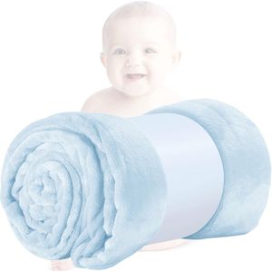 Zachte Fleece Bankdeken voor Baby's en Kinderen - Multifunctionele Deken 70 x 100 cm in Lichtblauw