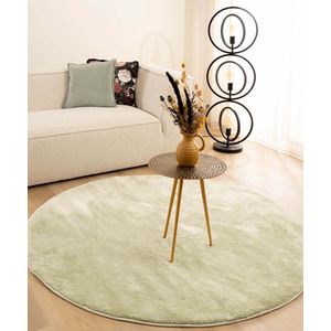 Velours vloerkleed rond - Flair mintgroen 100 cm rond