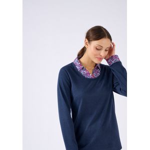 Damart - T-shirt 2-in-1 effect warm tricot - Dames - Blauw - XS