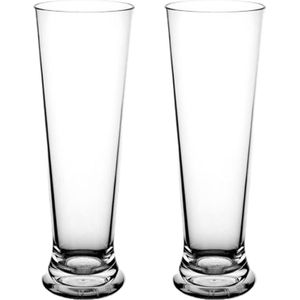 RBDRINKS Bierglazen Op Voet - Plastic Bierglazen - Kunststof Bierglazen - Kunststof Glazen - Plastic Glazen - 25cl - Transparant - 2 Stuks