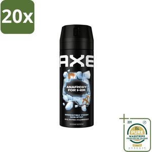 20 x Axe Deodorant Bodyspray Anarchy for Him 150 ml - Grootverpakking - Deodorant Bodyspray - 48 Uur Frisheid - Geurbestrijdende Zink - Granaatappel En Sandelhout - Unisex
