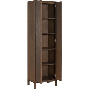 Wandkast Tomar - Hardhout - Espresso Bruin - 60x200x40 cm (BxHxD) - MDF met fineer afwerking - Push-to-open systeem