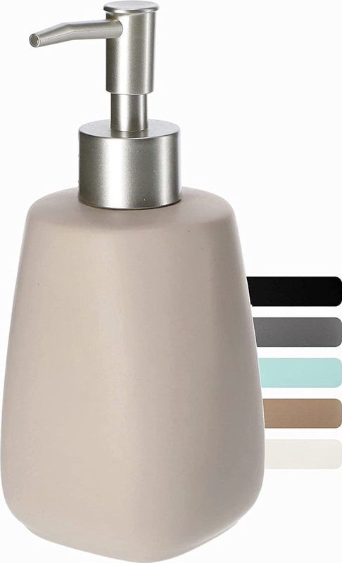 KADAX - Zeepdispenser - Beige - Keramiek - Pompdispenser voor Vloeibare Zeep