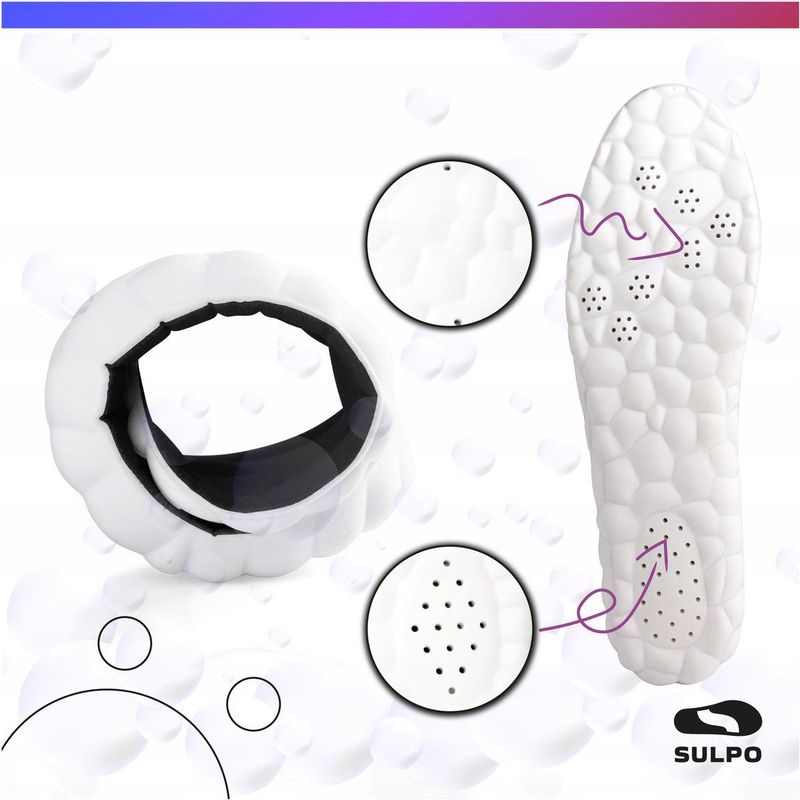 SULPO SPORT Orthopedische Inlegzolen - Comfortabele inlegzolen voor sport, werk en dagelijks gebruik - Schokabsorberende en ademende inlegzolen - Traagschuim inlegzolen - 35-36 / XXS - Zwart