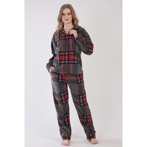 Vienetta - Dames Fleece Pyjama Set, Lange Mouwen - XL
