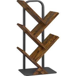 IN.HOMEXL - Pabay- Boekenkast met 5 planken en lades- Industriële boekenplank – Industrieel Boekenrek - Metaal - Hout - Zwart / Bruin - 143 x 39 x 23 cm