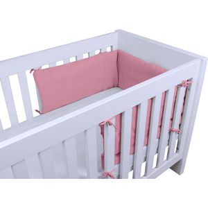 Honeybears Baby Bedbumper – Box omrander – Hoofdbeschermer - Bedomrander ledikant – Bed omrander - Jongens/Meisjes – 180 x 30 cm - Rose