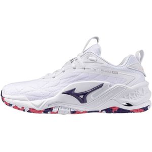 Mizuno - WAVE STEALTH NEO 2 - Handbalschoenen - Wit/VioletIndigo/CamelliaRos