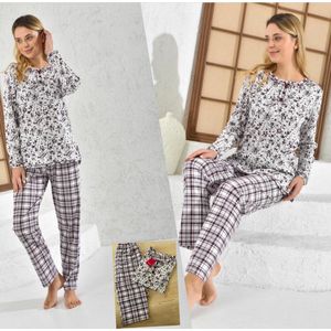 Katoen Dames 2- Delige -Pyjama- Luxe Pyjamaset- Nachtkleding- Homewear- Cadeau voor Vrouwen Maat L