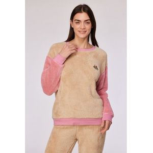 Woody huispak meisjes/dames - beige/roze - kat - 252-10-PYM-M/127 - maat M