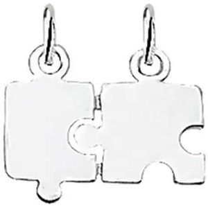 Vriendschapshartje® BFF ketting voor 2 - best friends puzzelstukjes echt zilver - met 2 zilveren Jasseron kettingen 50cm 1mm - puzzel
