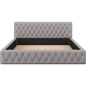 Merax gestoffeerd bed 140x200 cm - Grijs fluweel - Perfect voor tieners en volwassenen