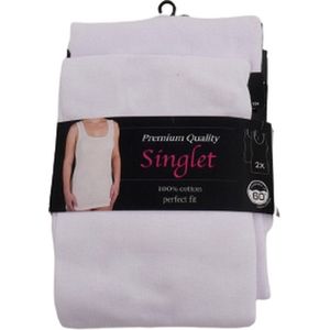 Dames onderhemd - Lang - Damestop - 2-pack- Wit - Brede bandjes - Maat 42