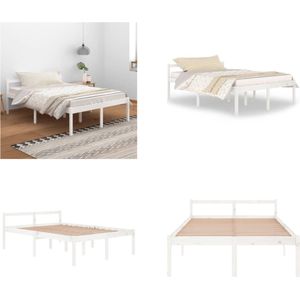 vidaXL Bedframe massief grenenhout wit 140x200 cm - Bedframe - Bedframes - Seniorenbed - Bed