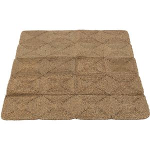 J-Line tapijt Vierkanten Geweven Touw - polyester - naturel