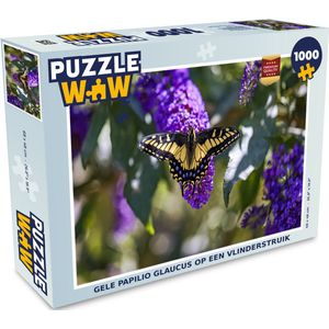 Puzzel Gele papilio glaucus op een vlinderstruik - Legpuzzel - Puzzel 1000 stukjes volwassenen