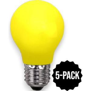 5-Pack | Prikkabel - Standaard bol - E27 - 0.9W - Geel