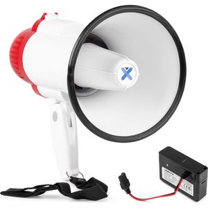 Vonyx - MEG025 - Megafoon - Rood-wit - 25W met Sirene en Bluetooth