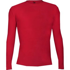 BADGER SPORT - Shirt Met  Lange Mouwen - Pro Compression - Diverse Sporten - Volwassenen - Polyester/Elastaan - Heren - Ronde Hals - Ondershirt - Zweet Afvoerend - Rood - X-Large