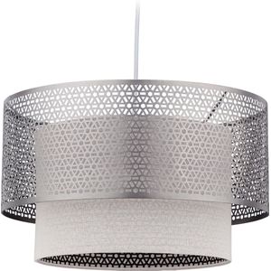 Relaxdays hanglamp eettafel - plafondlamp ijzer - E27 fitting - pendellamp zilver - bruin
