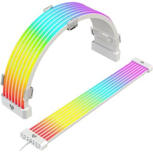 RGB voedingsverlengkabelset - 24-pins ATX kabel - Gesynchroniseerde PSU kabel met LED - Zachte siliconenbuis