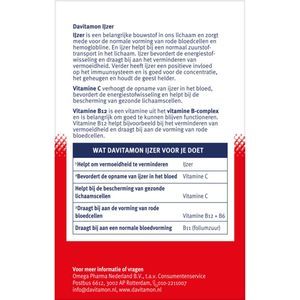 Davitamon - IJzer Met Vitamine B12 - 33 Tabletten