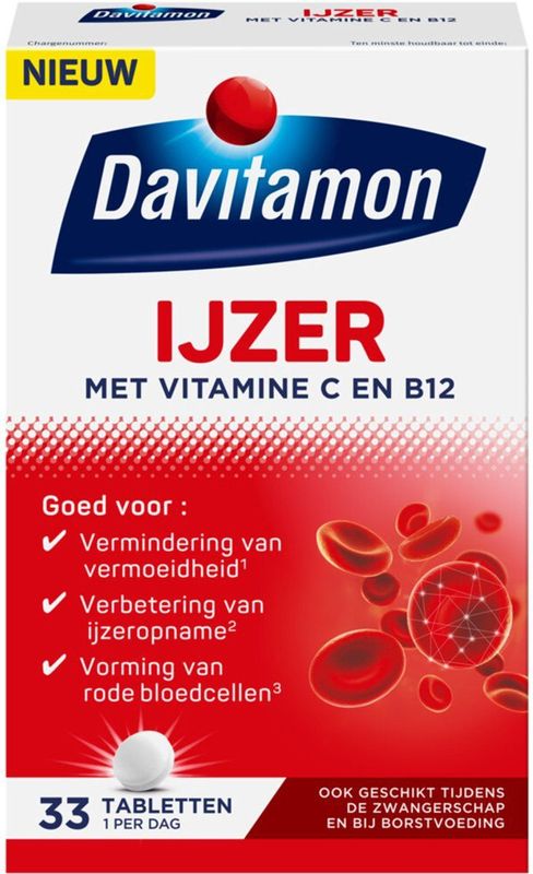 Davitamon - IJzer Met Vitamine B12 - 33 Tabletten