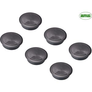 AMIG Grote Kabeldoorvoering Zwart 80mm - 6 Stuks Verstelbare Kabeldoorvoer - Compleet Professioneel Kabelmanagement Systeem